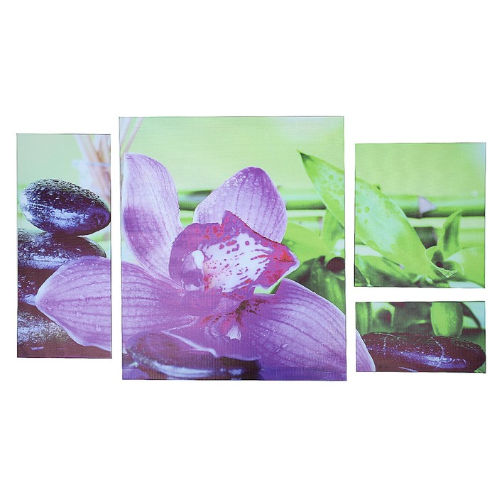 Модульная картина "Цветочек на камушках" 60*104 см (33х29; 29х16; 50х60; 21х50)