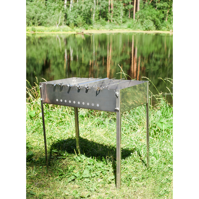 Мангал размер 620х350х620, нержавейка, 6 шампуров, толщина 1,5 мм
