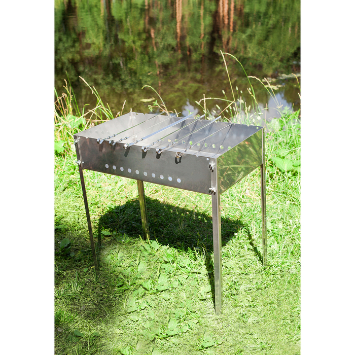 Мангал размер 620х350х620, нержавейка, 6 шампуров, толщина 1,5 мм