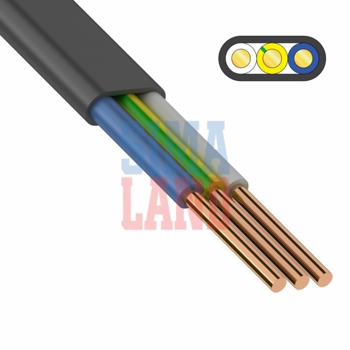 Кабель &quot;Альгиз К&quot;,  АВВГ, 3 х 4.0 мм2, плоский, 100 м, черный