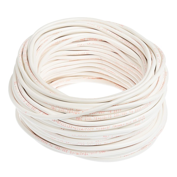 Провод "ПромЭл", ПВС, 3 х 0.75 мм2, 50 м, белый