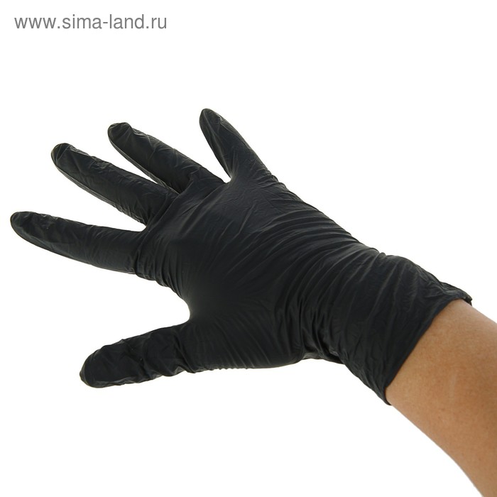 фото Перчатки нитриловые усиленные неопудренные, черные, размер m linger