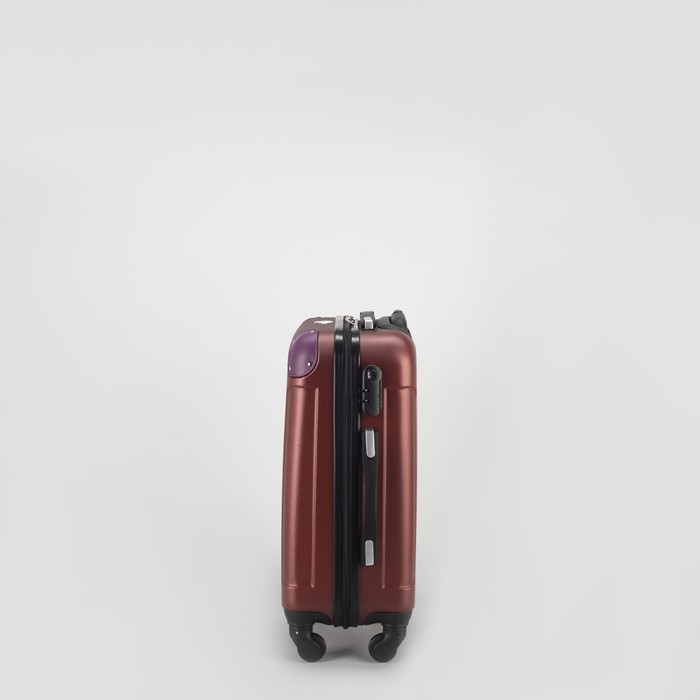 Чемодан малый на молнии 20", 1 отдел, 4 колеса, кодовый замок, цвет бордовый