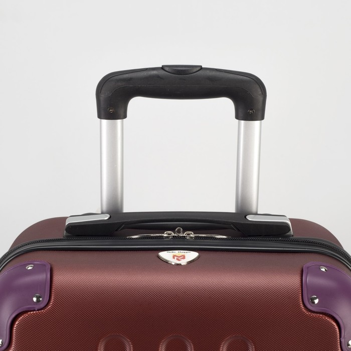Чемодан малый на молнии 20", 1 отдел, 4 колеса, кодовый замок, цвет бордовый