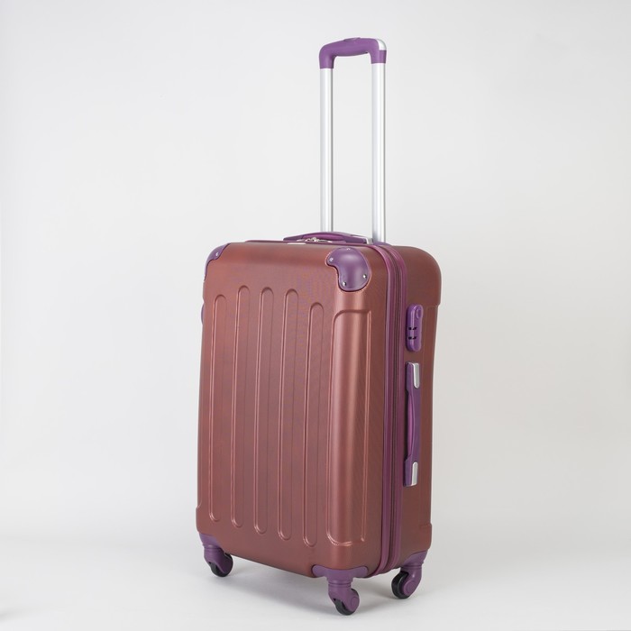 Чемодан средний на молнии 24", 1 отдел, 4 колеса, кодовый замок, цвет бордовый
