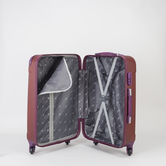 Чемодан средний на молнии 24", 1 отдел, 4 колеса, кодовый замок, цвет бордовый
