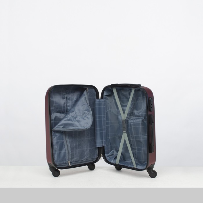 Чемодан малый на молнии 20", 1 отдел, 4 колеса, кодовый замок, цвет красный