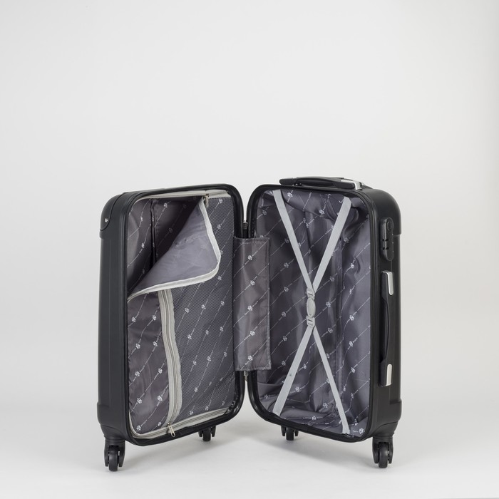 Чемодан малый "Гравитация" 20", отдел на молнии, 4 колеса, кодовый замок, цвет чёрный