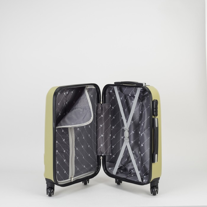 Чемодан малый на молнии 20", 1 отдел, 4 колеса, кодовый замок, цвет оливковый