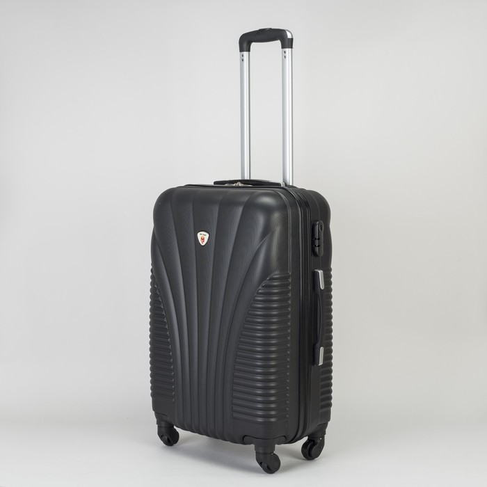 Чемодан средний на молнии 24", 1 отдел, 4 колеса, кодовый замок, цвет чёрный