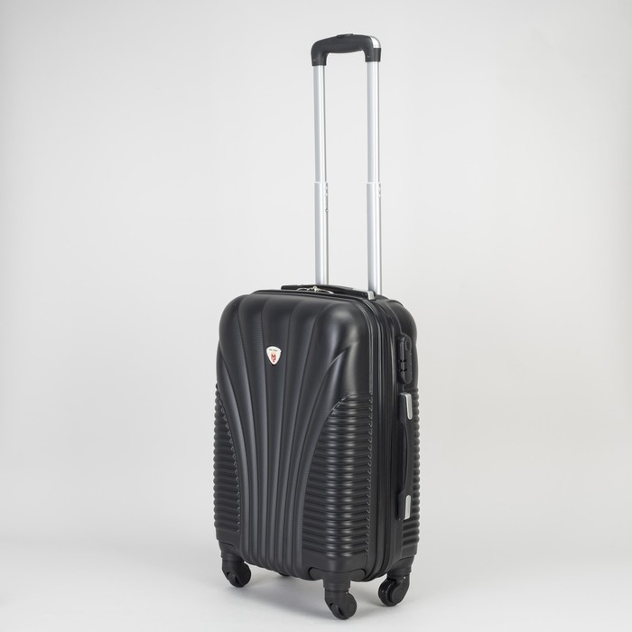 Чемодан малый на молнии 20", 1 отдел, 4 колеса, кодовый замок, цвет чёрный