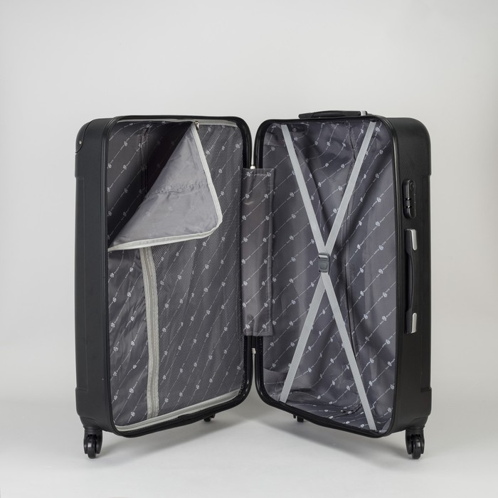 Чемодан большой "Гравитация" 28", отдел на молнии, 4 колеса, кодовый замок, цвет чёрный