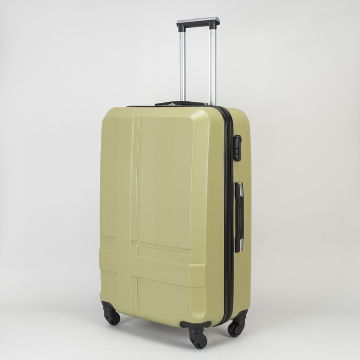 Чемодан большой на молнии 28", 1 отдел, 4 колеса, кодовый замок, цвет оливковый