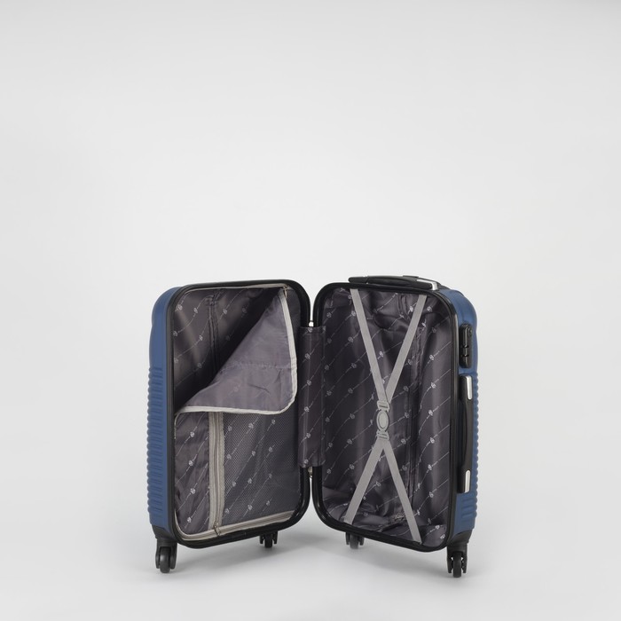 Чемодан малый на молнии 20", 1 отдел, 4 колеса, кодовый замок, цвет синий