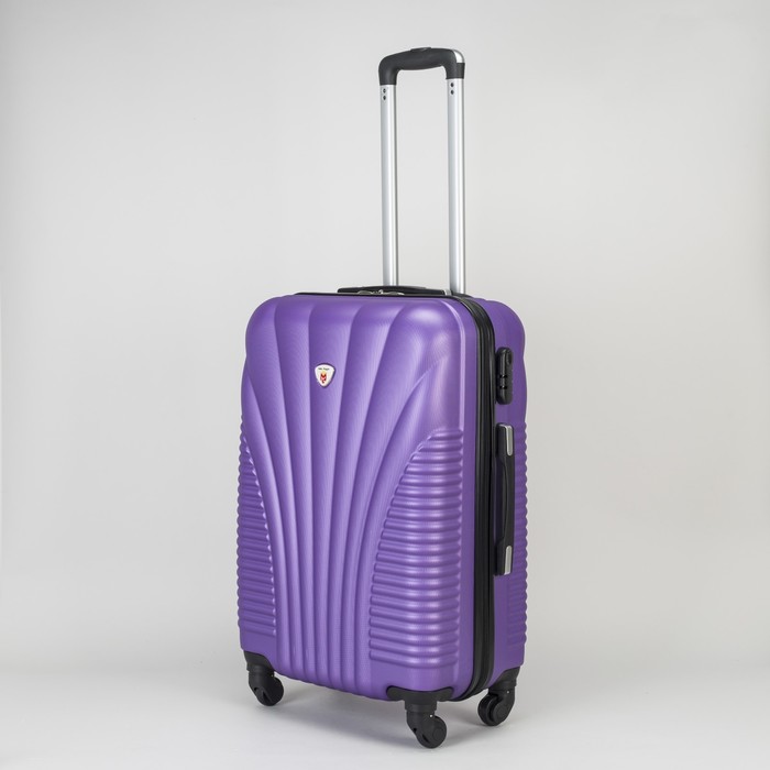 Чемодан средний на молнии 24", 1 отдел, 4 колеса, кодовый замок, цвет фиолетовый