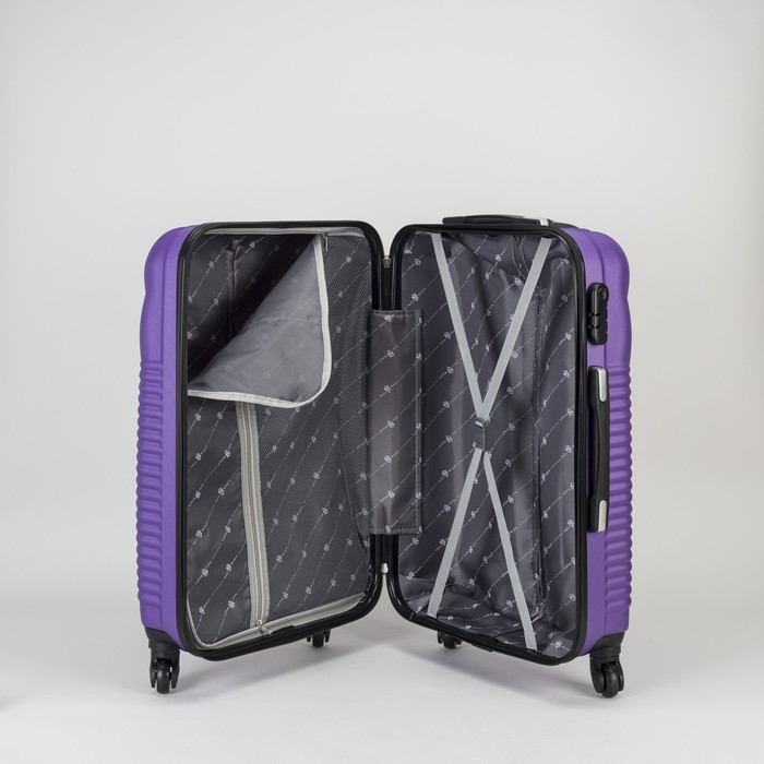 Чемодан средний на молнии 24", 1 отдел, 4 колеса, кодовый замок, цвет фиолетовый