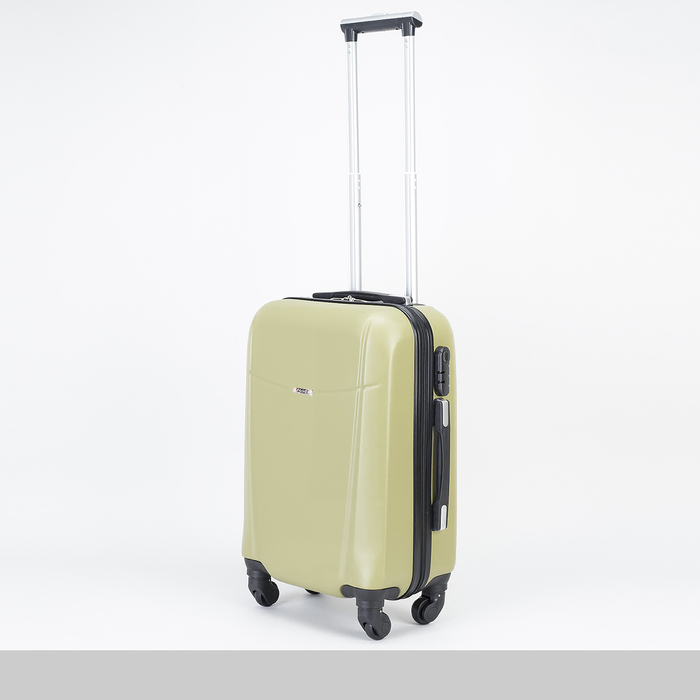 Чемодан малый на молнии 20", 1 отдел, 4 колеса, кодовый замок, цвет оливковый