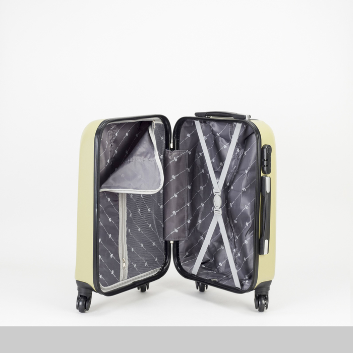 Чемодан малый на молнии 20", 1 отдел, 4 колеса, кодовый замок, цвет оливковый