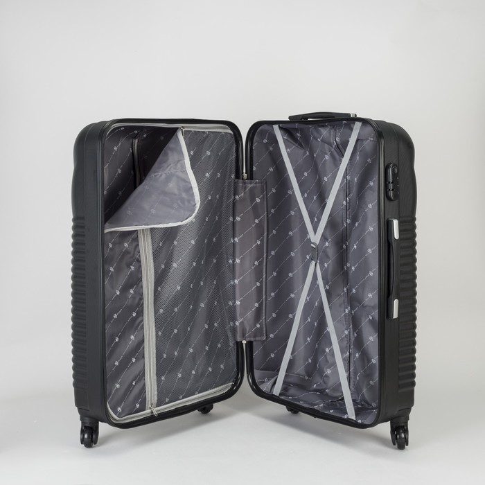 Чемодан большой на молнии 28", 1 отдел, 4 колеса, кодовый замок, цвет чёрный