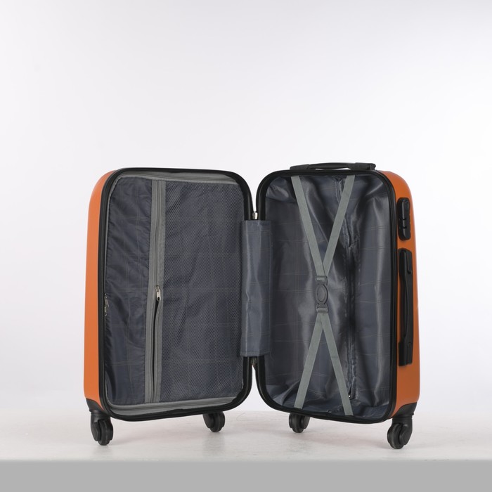 Чемодан малый на молнии 20", 1 отдел, 4 колеса, кодовый замок, цвет оранжевый