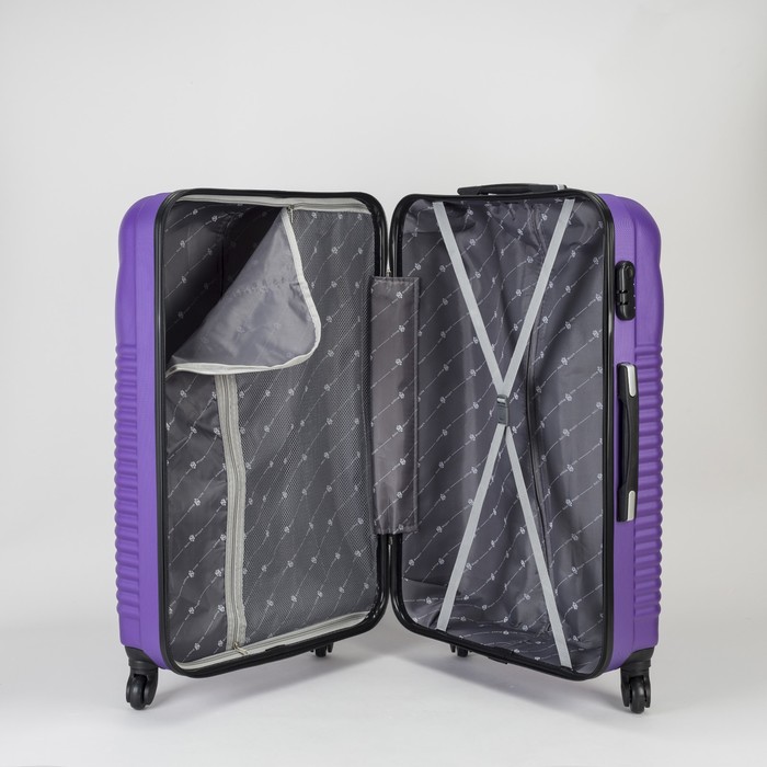 Чемодан большой на молнии 28", 1 отдел, 4 колеса, кодовый замок, цвет фиолетовый