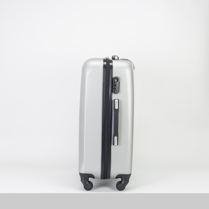 Чемодан средний на молнии 24", 1 отдел, 4 колеса, кодовый замок, цвет серебристый