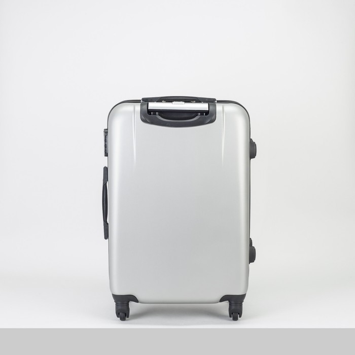 Чемодан средний на молнии 24", 1 отдел, 4 колеса, кодовый замок, цвет серебристый