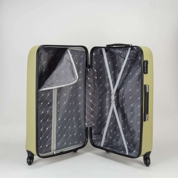 Чемодан большой на молнии 28", 1 отдел, 4 колеса, кодовый замок, цвет оливковый