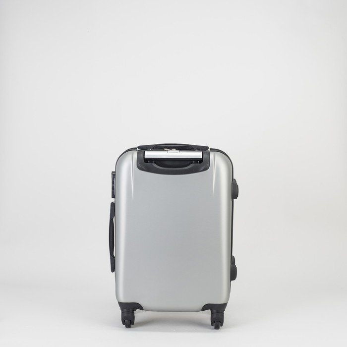 Чемодан малый на молнии 20", 1 отдел, 4 колеса, кодовый замок, цвет серебристый