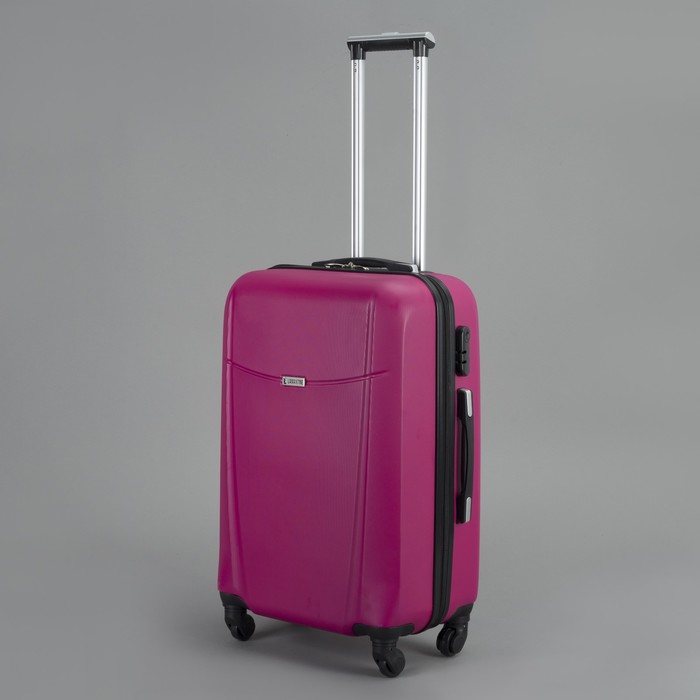 Чемодан средний на молнии 24", 1 отдел, 4 колеса, кодовый замок, цвет фуксия