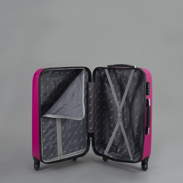 Чемодан средний на молнии 24", 1 отдел, 4 колеса, кодовый замок, цвет фуксия