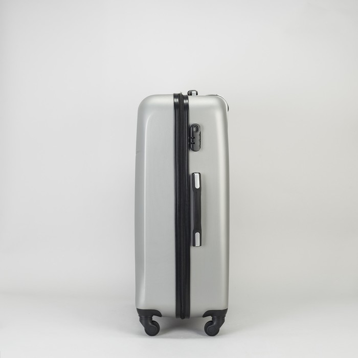 Чемодан большой на молнии 28", 1 отдел, 4 колеса, кодовый замок, цвет серебристый