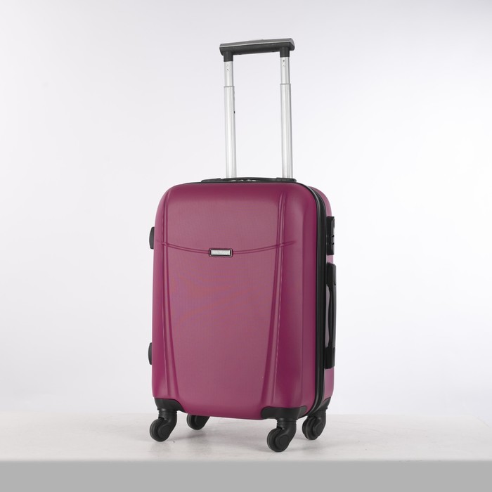 Чемодан малый на молнии 20", 1 отдел, 4 колеса, кодовый замок, цвет фуксия