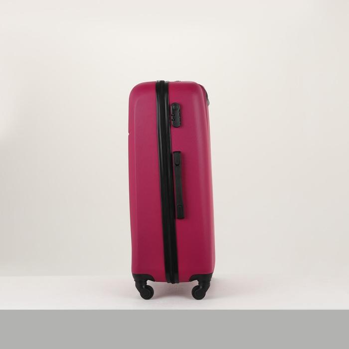 Чемодан большой на молнии 28", 1 отдел, 4 колеса, кодовый замок, цвет фуксия