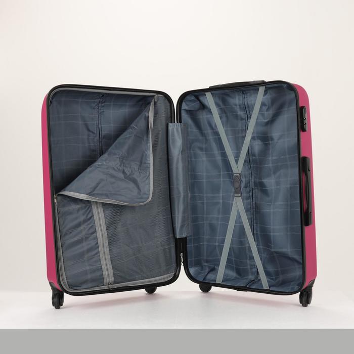 Чемодан большой на молнии 28", 1 отдел, 4 колеса, кодовый замок, цвет фуксия