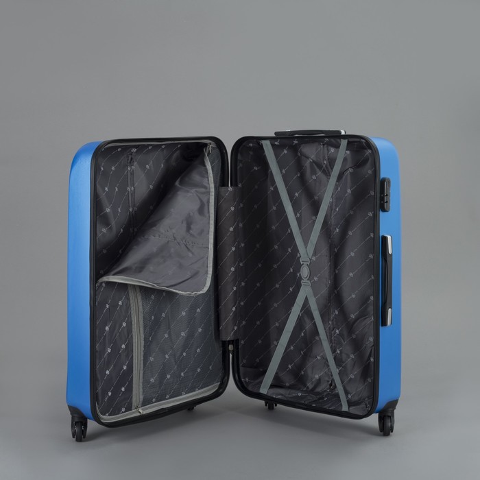 Чемодан большой на молнии 28", 1 отдел, 4 колеса, кодовый замок, цвет голубой