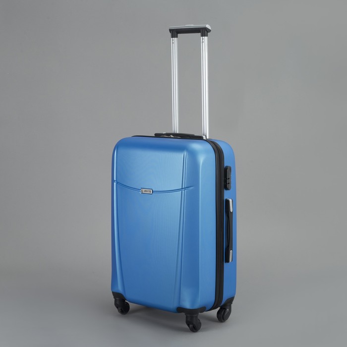 Чемодан средний на молнии 24", 1 отдел, 4 колеса, кодовый замок, цвет голубой