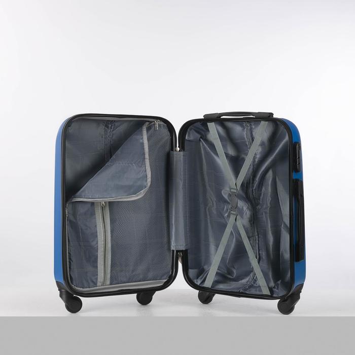 Чемодан малый на молнии 20", 1 отдел, 4 колеса, кодовый замок, цвет голубой