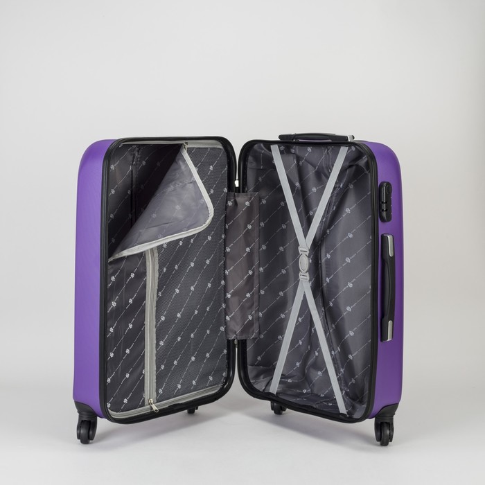 Чемодан средний на молнии 24", 1 отдел, 4 колеса, кодовый замок, цвет фиолетовый