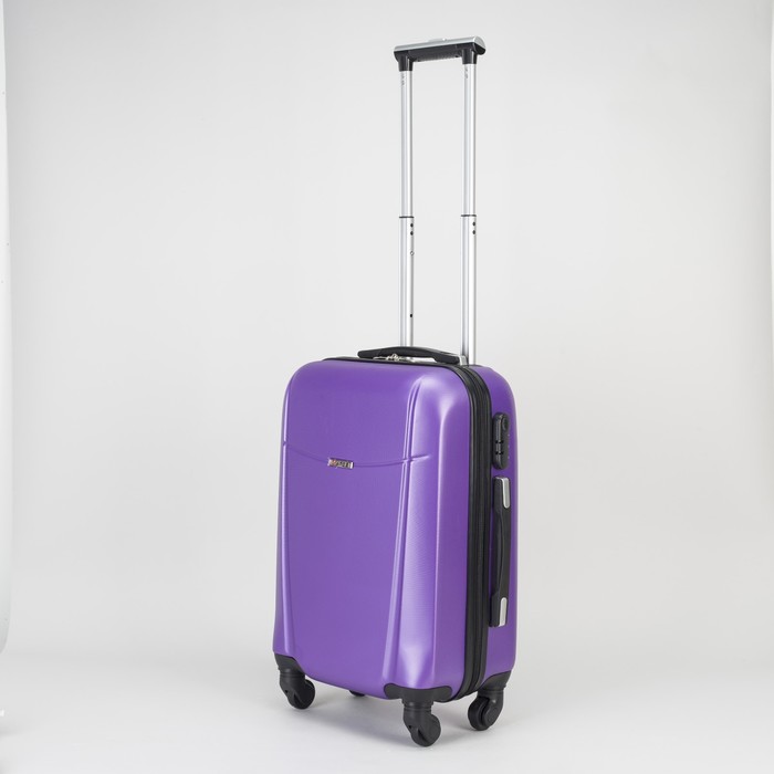 Чемодан малый на молнии 20", 1 отдел, 4 колеса, кодовый замок, цвет фиолетовый