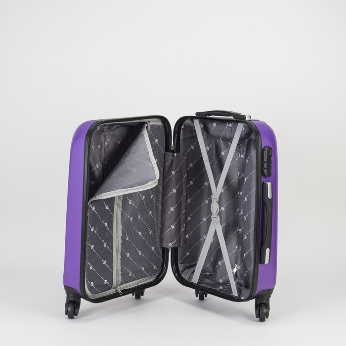Чемодан малый на молнии 20", 1 отдел, 4 колеса, кодовый замок, цвет фиолетовый