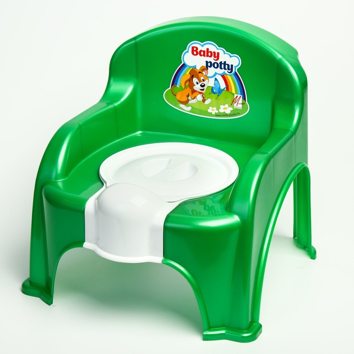 Горшок-стульчик с крышкой, цвет зелёный