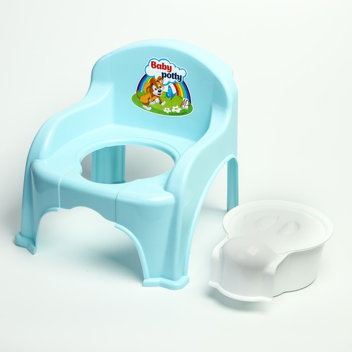 Горшок-стульчик с крышкой, цвет синий