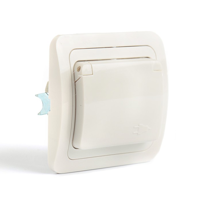 Розетка Smartbuy, серия "Марс", одноместная, 16  А, с крышкой, с з/к, белая