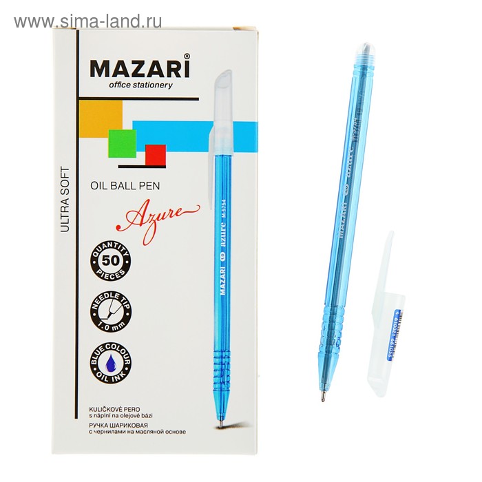 Ручка шариковая Mazari Azure Ultra Soft, 1.0 мм, синяя