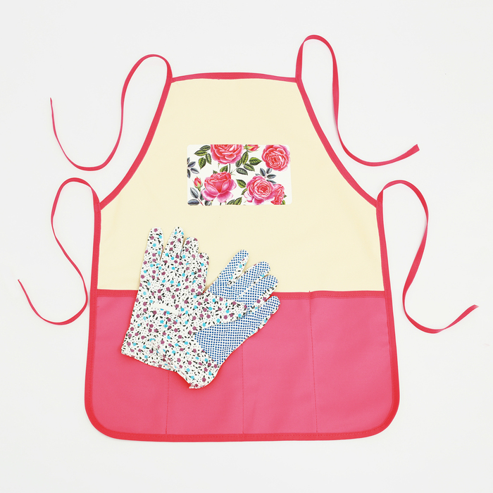 Набор "Цветущего счастья" садовый фартук (52 х 62), перчатки
