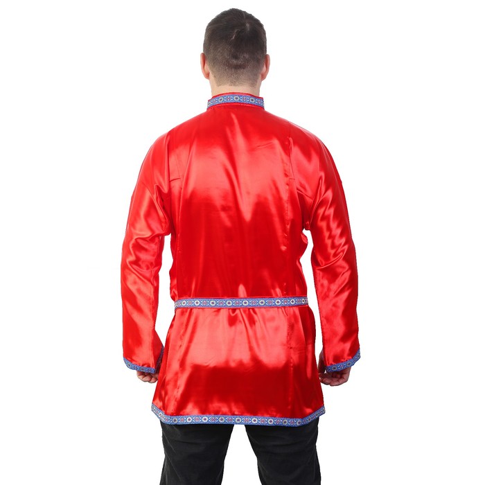 Косоворотка "Дмитрий", цвет красный, тесьма МИКС, р-р 52-54