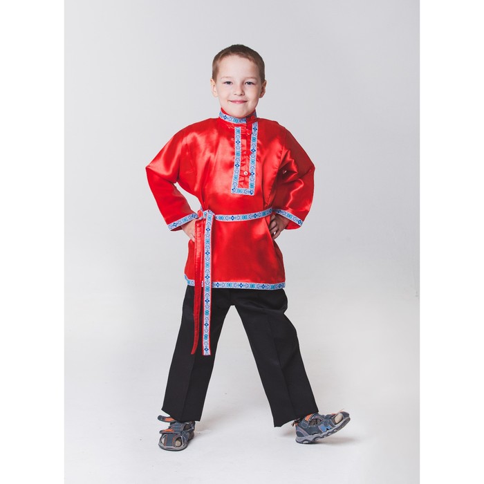 Косоворотка "Дмитрий", цвет красный, тесьма МИКС, рост 146-152 см
