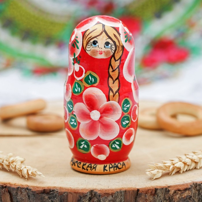 Матрешка 5 кукольная "Русская краса (бордовая)" 11 см