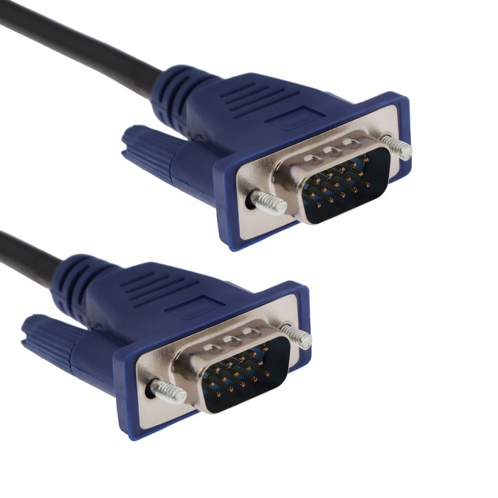 Кабель видео LuazON, VGA (m) - VGA (m), 1 м, чёрный кабель vga ningbo cab016 5 vga hd15 m vga hd15 m 5м